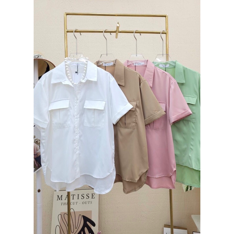 เสื้อเชิ๊ตผ้าคอตตอน ป้าย Topping อก 42