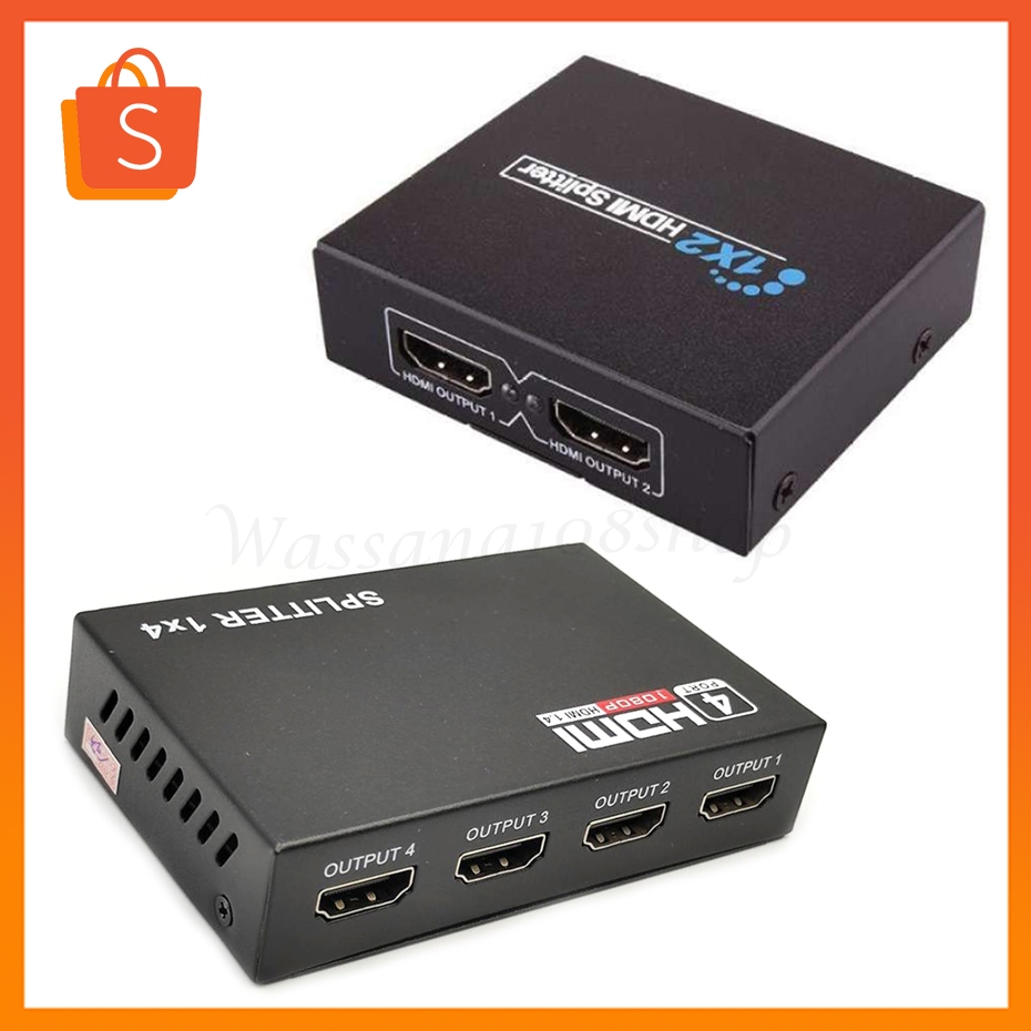 HDMI Splitter In 1 Out 2 /in 1Out 4 พร้อมด้วย Power Adapter Splitter รองรับ HDMI 1080p, 3D
