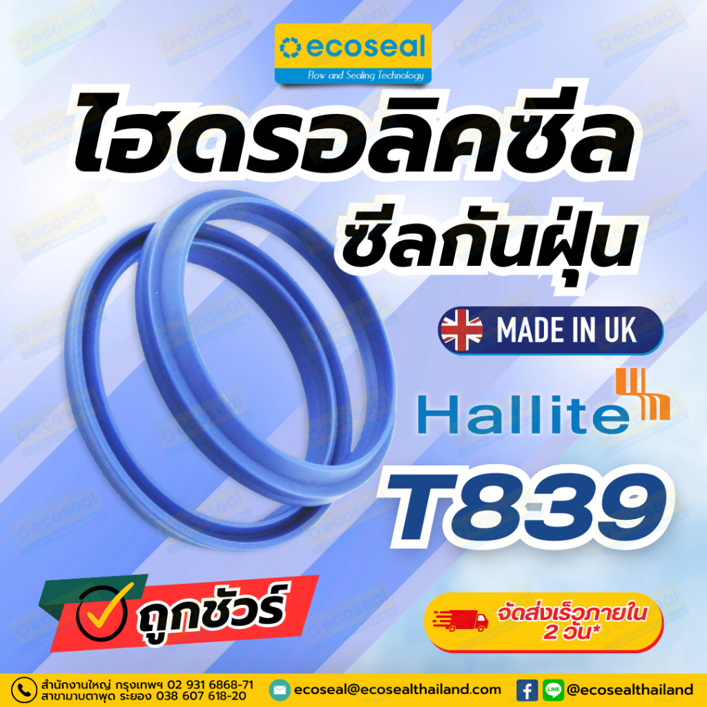 ซีล ซีลไฮดรอลิค ซีลกระบอก ซีลกันฝุ่น รูใน 55 มม. Seal Wiperseal รุ่น T839