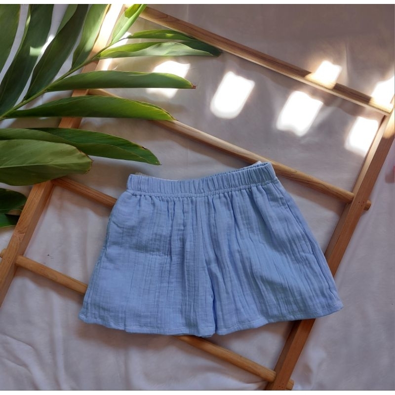 กางเกงขาสั้น  สาลูย่น2ชั้น กางเกงผ้าฝ้าย - รูปที่ 2