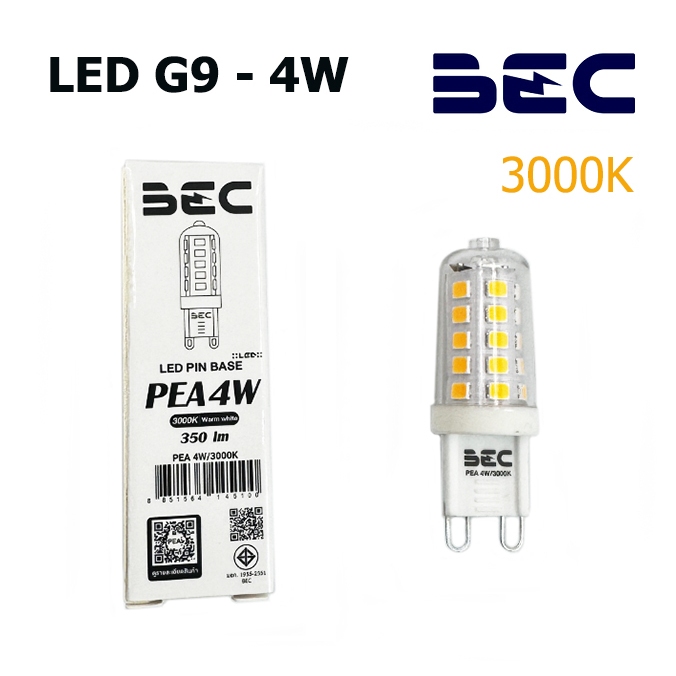 BEC หลอด LED G9 - 4W 3000K แสงวอร์ม 220V