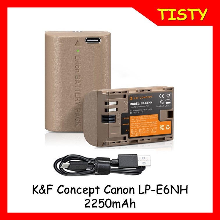 K&F Concept Canon LP-E6NH (2250mAh) Camera Battery Charger with Type C Direct Charge Interface Compatible with Canon