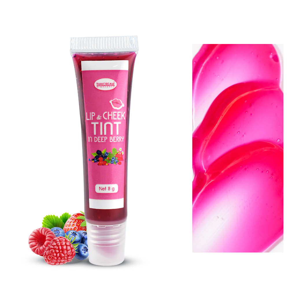 Thaicream ลิปทิ้น ลิปบำรุงปาก ลิปเจล ทินท์ แต่งแก้ม ไทยครีม ลิป lip & cheek tint in deep berry ลิปตินท์ liptint ลิปทินท