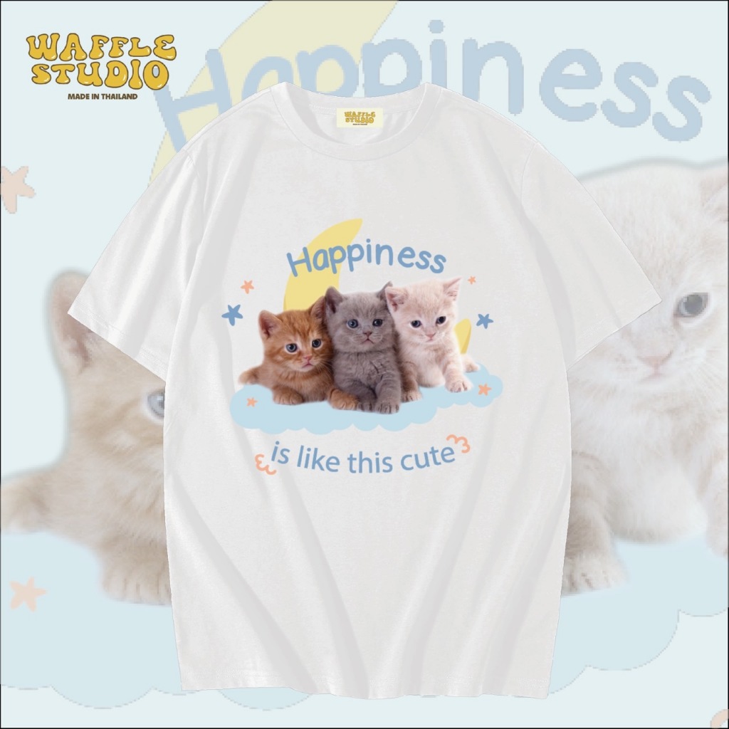 [ ส่งฟรี ] WS0013 เสื้อยืดโอเวอร์ไซส์ เสื้อยืดเกาหลี ผ้าคอตตอน100% เสื้อยืดแขนสั้น WAFFLE STUDIO
