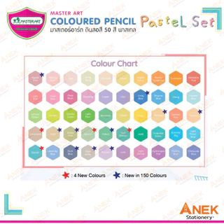สีไม้พาสเทล 50 สียาว ตรา มาสเตอร์อาร์ต Master Art (จำนวน 1 กล่อง)