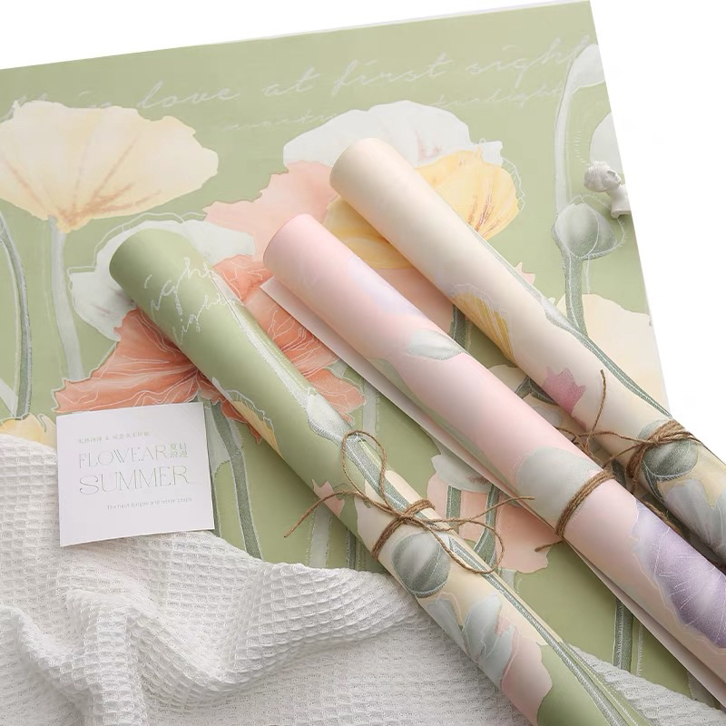 พร้อมส่ง กระดาษห่อของขวัญ ห่อดอกไม้ ลายดอกไม้ Gift wrapping paper 礼品包装纸