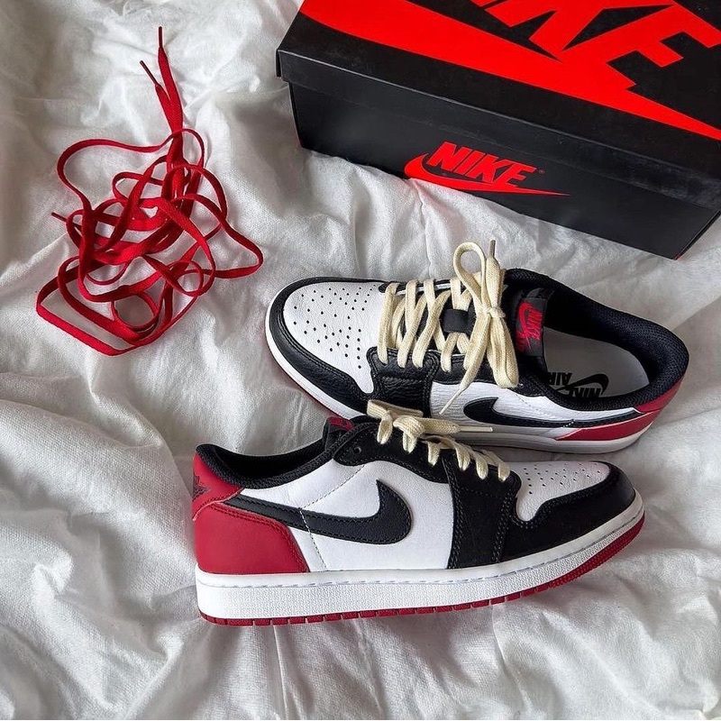 (พร้อมส่ง) Nike Air Jordan 1 Low Retro OG Black Toe [ของเเท้ 100%]