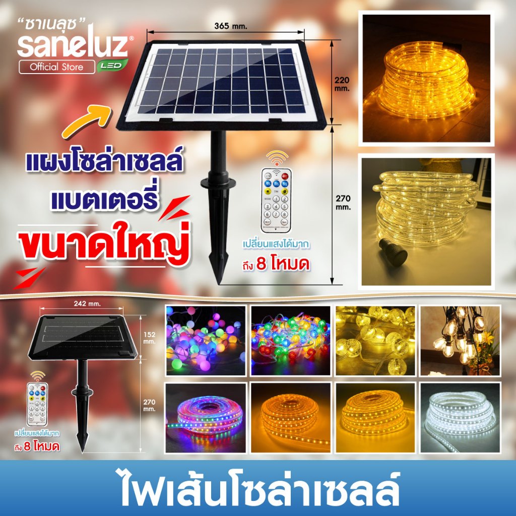 Saneluz ไฟโซล่าเซลล์ LED ไฟห้อยระย้า ไฟเส้น ไฟปิงปอง ไฟประดับตกแต่ง วินเทจ ไฟปีใหม่ ไฟกลางแจ้งกันน้ำ ไฟประดับเต็นท์ led