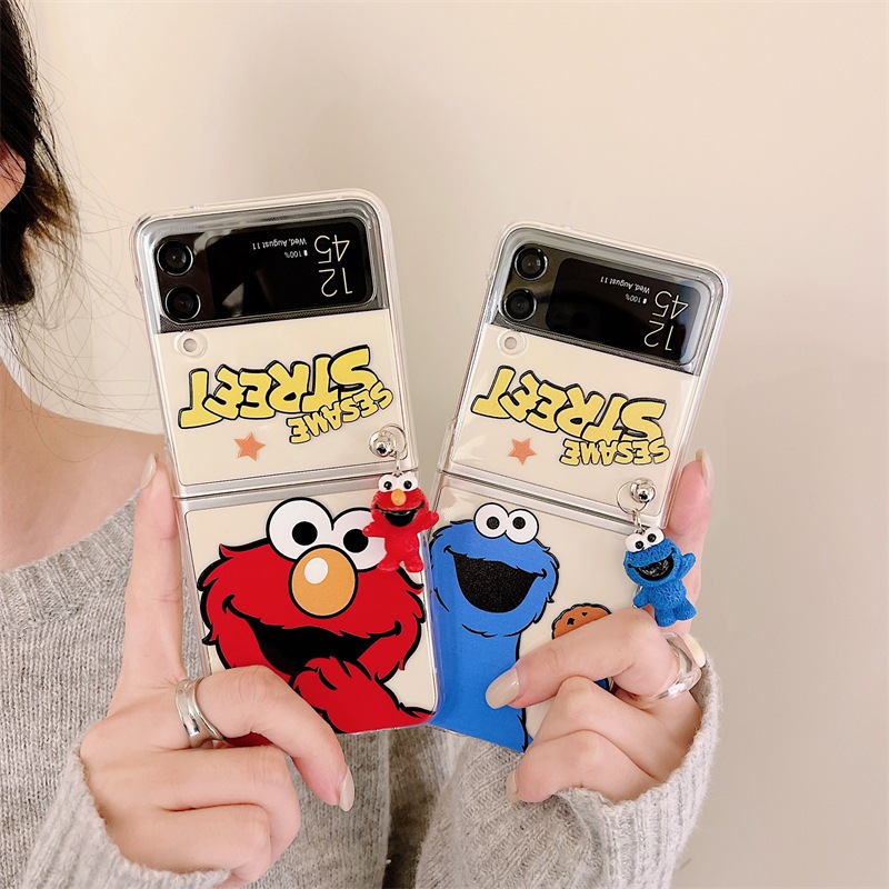 เคสฟลิปลาย Sesame Street สุดน่ารัก Elmo ก็มา Cookie Monster ก็มี for Samsung Galaxy Z Flip 4 Z Flip 3 [Pre-Order]