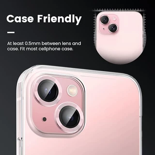 Hoerrye ตัวป้องกันเลนส์สำหรับ iPhone 15/15Plus/16/17 ตัวป้องกันกล้องโลหะ [Case-Friendly] HD ฝาครอบหน้าจอกล้องด้านหลัง