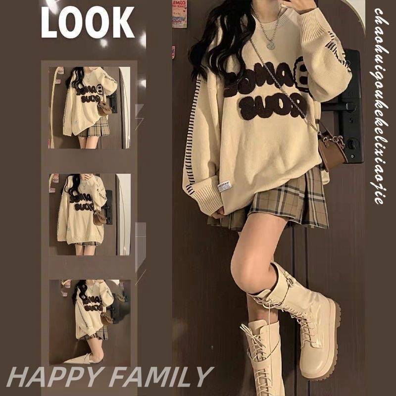 💕ชุดเซท2ชิ้น✨เสื้อแขนยาว+กระโปรงเทนนิส ทรงหลวม เนื้อผ้าหนานุ่ม💕 สไตล์น่ารัก ชุดเซ็ตสไตล์สาวเกาหลี