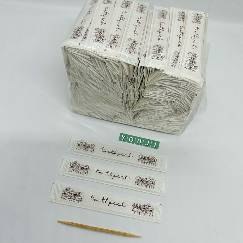 ไม้จิ้มฟันซอง 2 ปลาย แบบแพ็ค 500 ชิ้น (ซองดอกไม้)/ Double ended toothpick 500 pcs