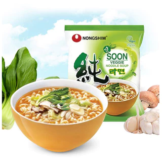 มาม่าเกาหลี Soon Veggie Ramyun 112g แบบแพ็ค บะหมี่รสผัก(เจทานได้) 순라면 ซุนเวจจีรามยอน