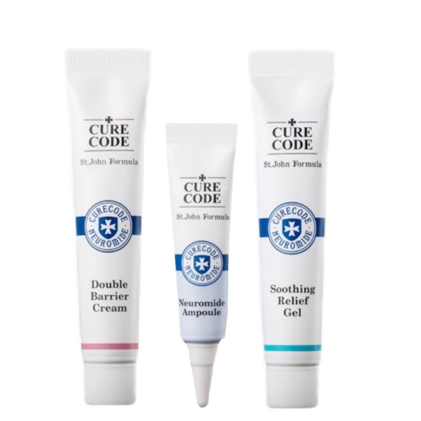 CureCode Soothing Relief Gel 15ml แบบเจล / Double Barrier Cream 15ml แบบครีม / Neuromide Ampoule 8ml เซรั่ม (ขนาดทดลอง)