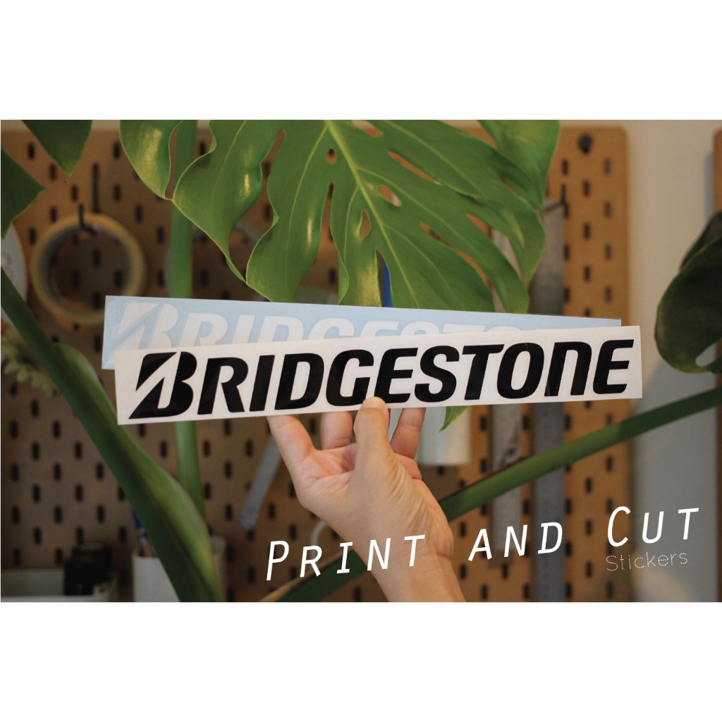 สติ๊กเกอร์ลาย Bridgestone งานไดคัท ราคาถูก กันน้ำกันแดด มีหลายขนาดให้เลือก สำหรับติดตกแต่ง แต่งรถ ติดชายประตู ติดท้ายรถ