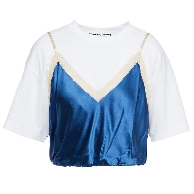 Alexander Wang แท้ Cotton jersey-silk cropped top sizeXS
