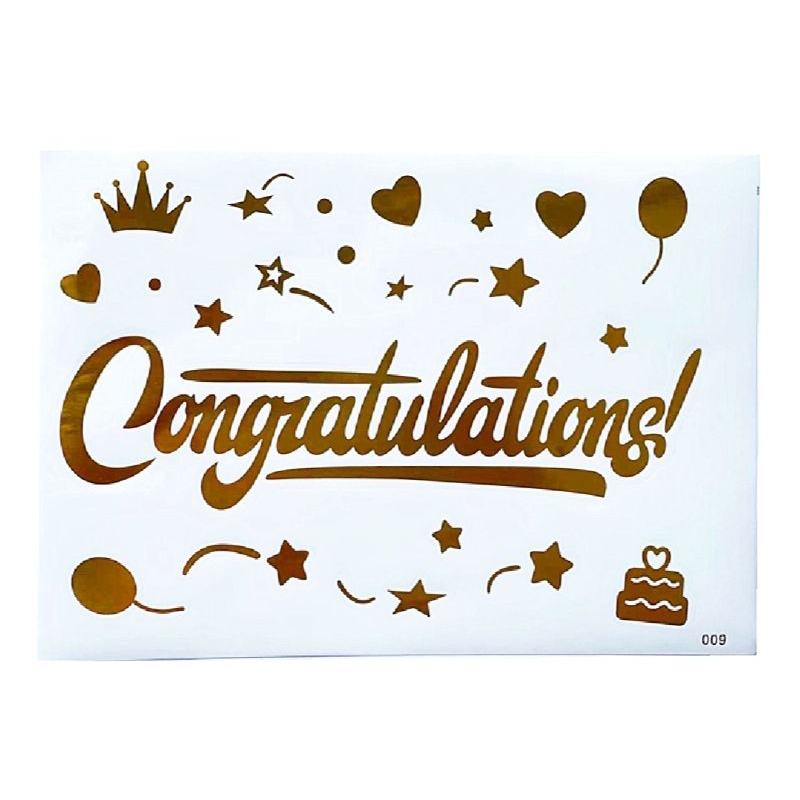 สติ๊กเกอร์ Congratulations (สีทอง/ สีรุ้ง/ สีดำ)