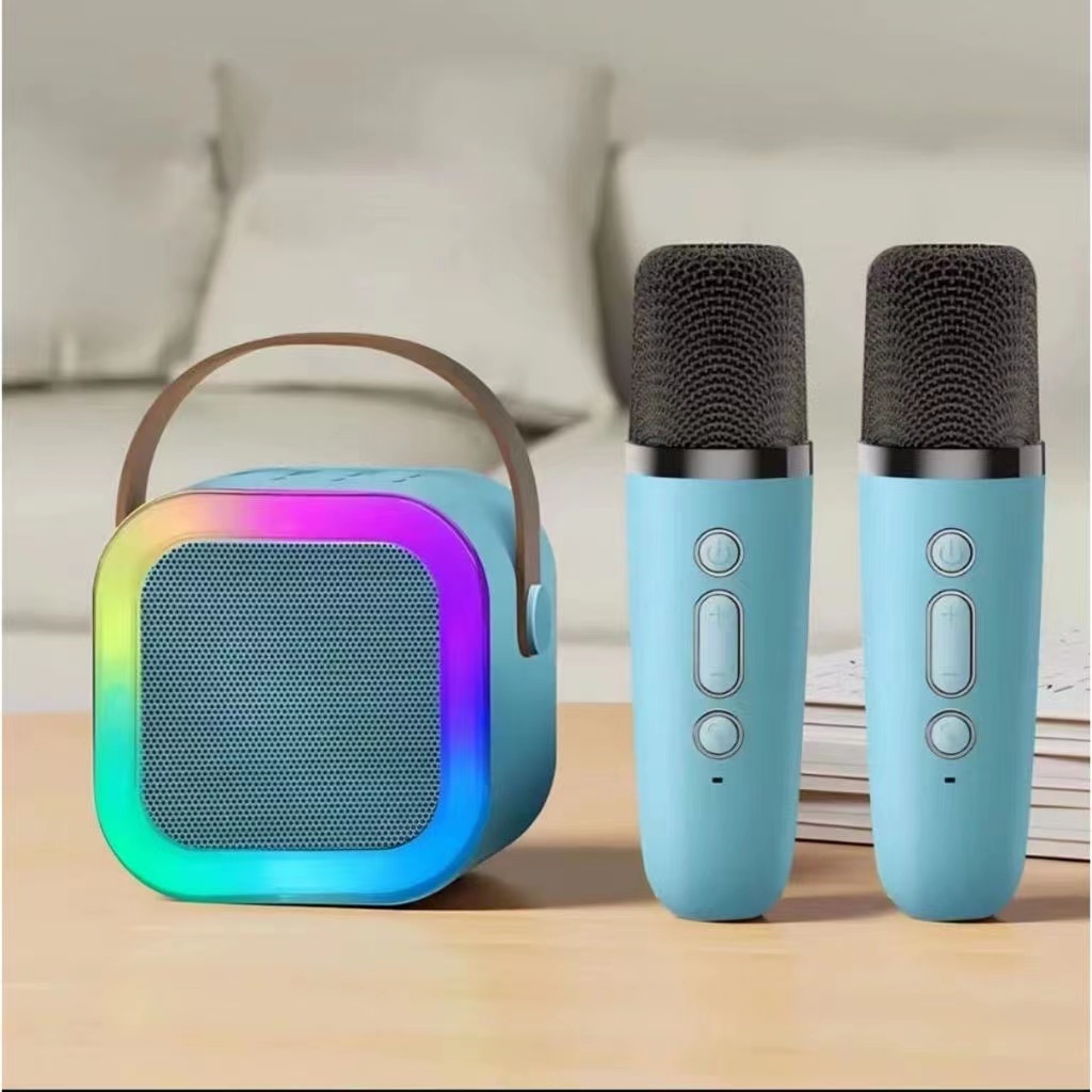 K12ลำโพงบลูทูธ ไมโครโฟนคู่ RGB มินิ แบบพกพา ลำโพงคาราโอเกะไร้สายกลางแจ้งขนาดเล็ก,speaker bluetooth สินค้า