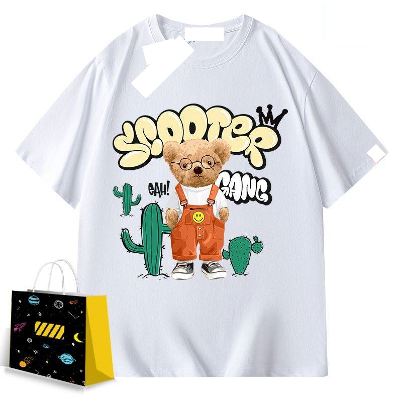 เสื้อยืดสกรีนลายหมี ขาว ดำ ใส่ได้ทั้งชายหญิง ES49