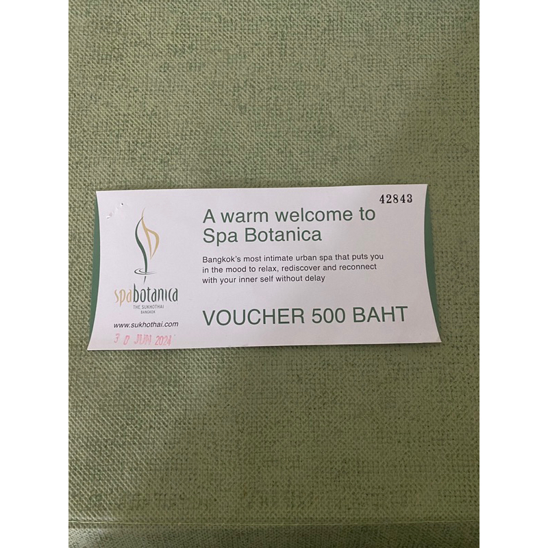 Spa Botanica The Sukhothai Bangkok voucher 500 baht 500 บาท