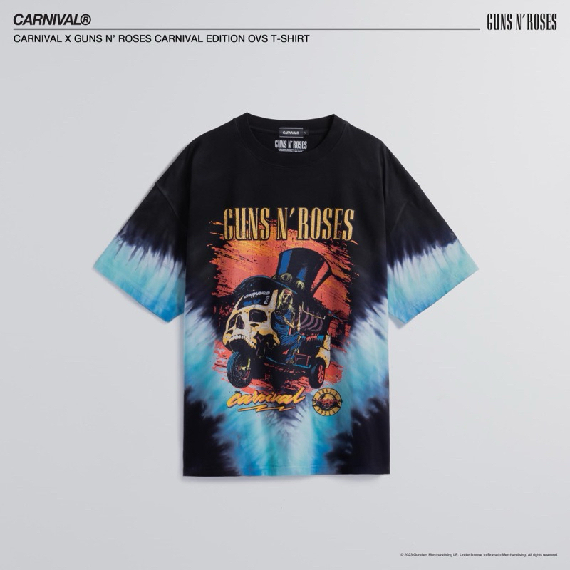 [ของแท้พร้อมส่ง💯] เสื้อ CARNIVAL x Guns N' Roses Collection OVS T-SHIRT ของใหม่ ตุ๊กตุ๊กมัดย้อม M