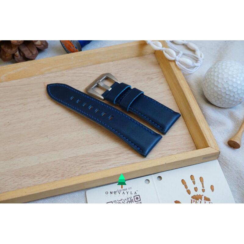 สายนาฬิกา Panerai หนังวัวฟอกฝาดอิตาลี Buttero 🇮🇹 สีน้ำเงิน