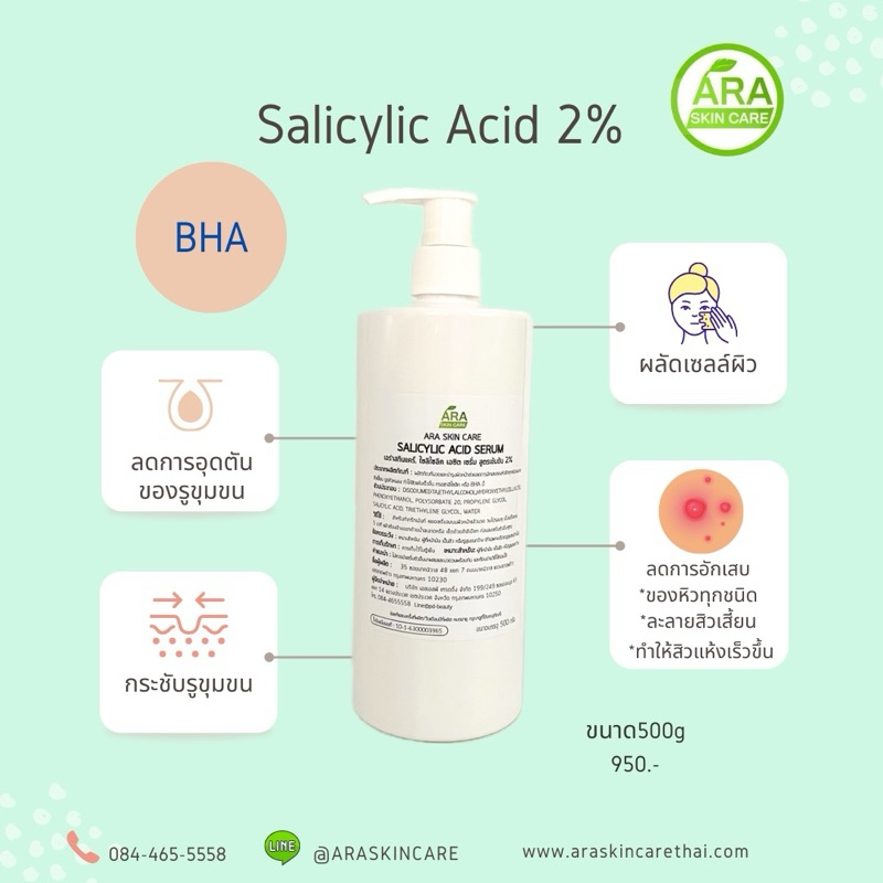 Salicylic Acid Serum ไซลิไซลิค เอซิต เซรั่มบำรุงผิวสูตรคลีนิค ใช้กับเครื่องผลักวิตามิน เครื่องโมโสหรือโฟโน
