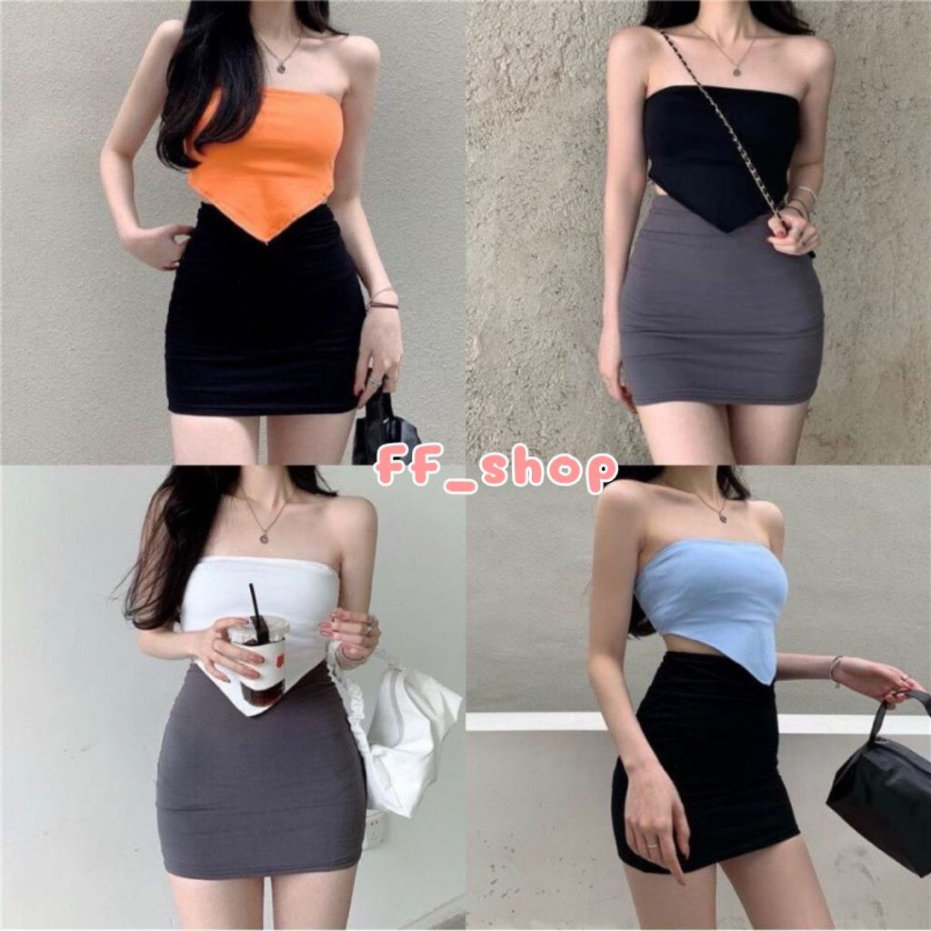 🛒FF.shop🛒 ⭐️ถูกที่สุด!!⭐️ เกาะอกสามเหลี่ยม ไสตล์วินเทจ มีหลายสี มีเก็บปลายทาง #H6
