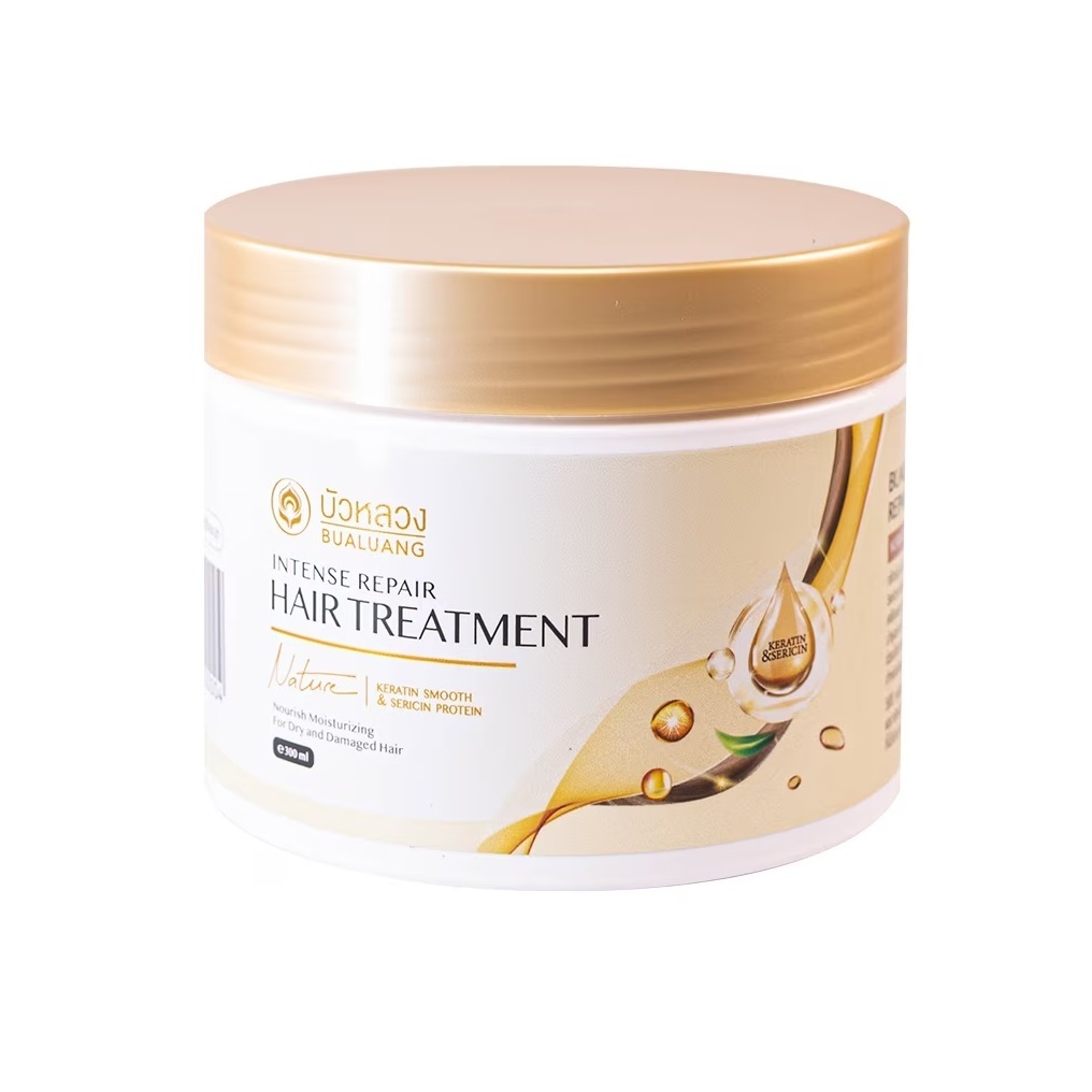 Bualuang Hair Treatment Keratin Smooth And Sericin Protein 300ml.บัวหลวงแฮร์ทรีทเม้นท์ เคราติน สมูท แอนด์ เซริซิน โปรตีน