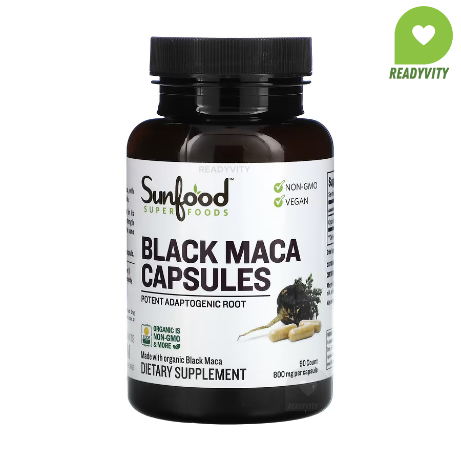 Sunfood, Black Maca, 800 mg, 90 Capsules