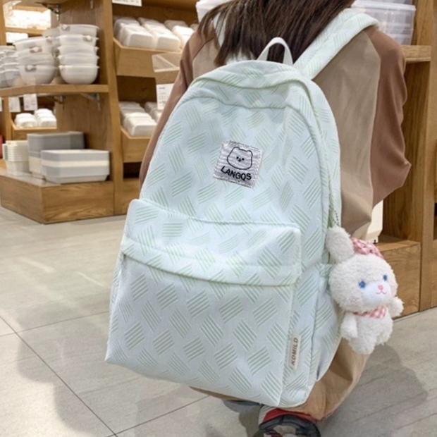 Fashion กระเป๋าเป้สะพายหลัง ผ้าไนล่อน ความจุสูง ลายน่ารัก สไตล์ญี่ปุ่น (ไม่แถมพวงกุญแจ / ตุ๊กตา) พร้อมส่งจากไทย B-819