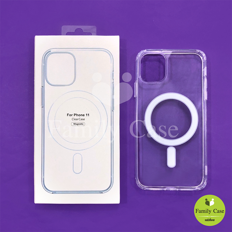 เคสแม่เหล็กขอบนิ่มใสหลังแข็ง I7+ X/Xs Xr Xsmax 11 11Pro12/12Pro 12Pm 13 13Pro 13Pm 14 14Pro 14Pm  15 15Pro 15+ 15Pm