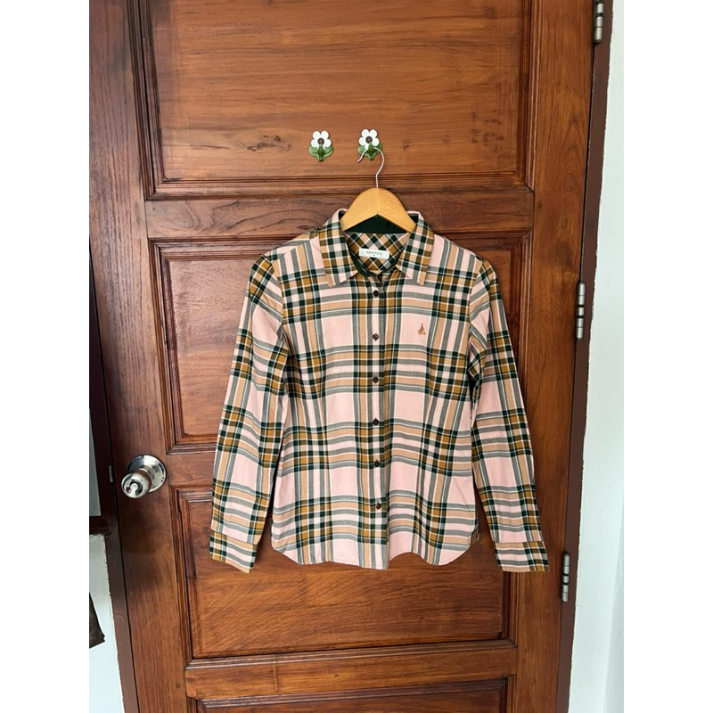 เสื้อเชิ้ต Bean Pole มือสองลายตาราง