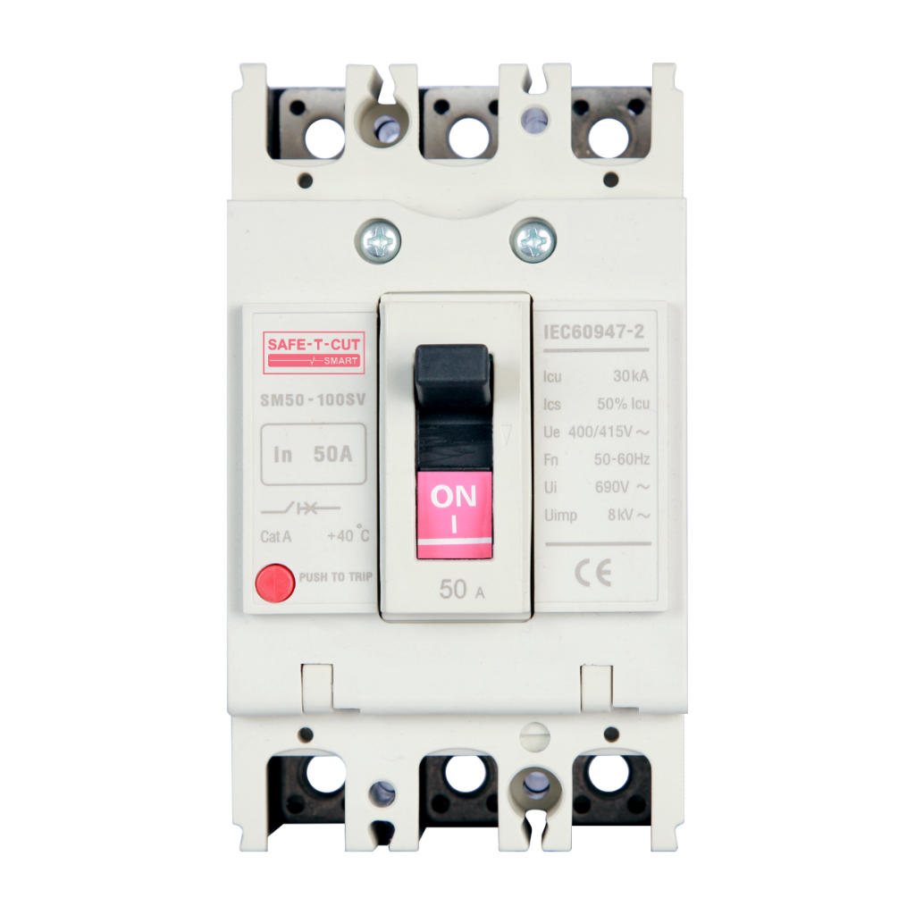 MCCB โมลด์เคส เบรกเกอร์ รุ่น SM50-100SV 100AF (สำหรับระบบไฟฟ้า 3 เฟส) : เซฟทีคัท สมาร์ท