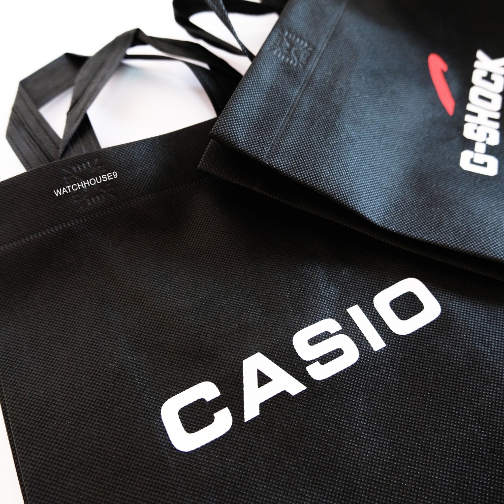 ถุงผ้า สีดำ สกรีนลาย CASIO G-SHOCK  ใส่เป็นของฝาก ใส่เป็นของขวัญ