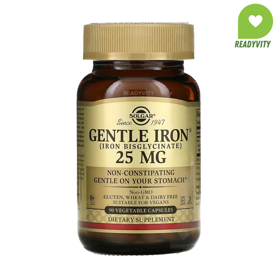 Solgar, Gentle Iron, 25 mg, 90 Vegetable Capsules