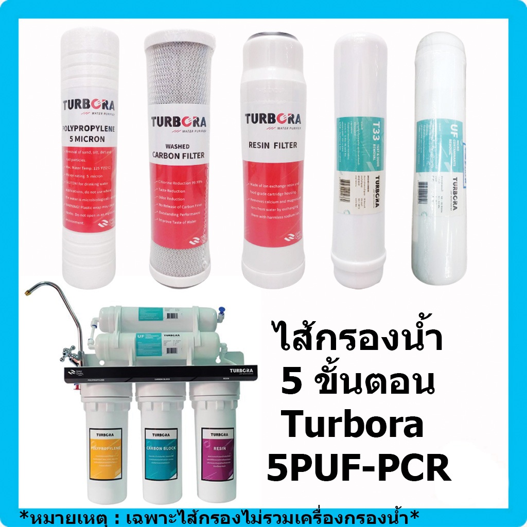 ชุดไส้กรอง Turbora รุ่น 5PUF-PCR 5 ขั้นตอน Turbora  Water Filter Model 5PUF-PCR Water Purifier ไส้กรองน้ำ เครื่องกรองน้ำ