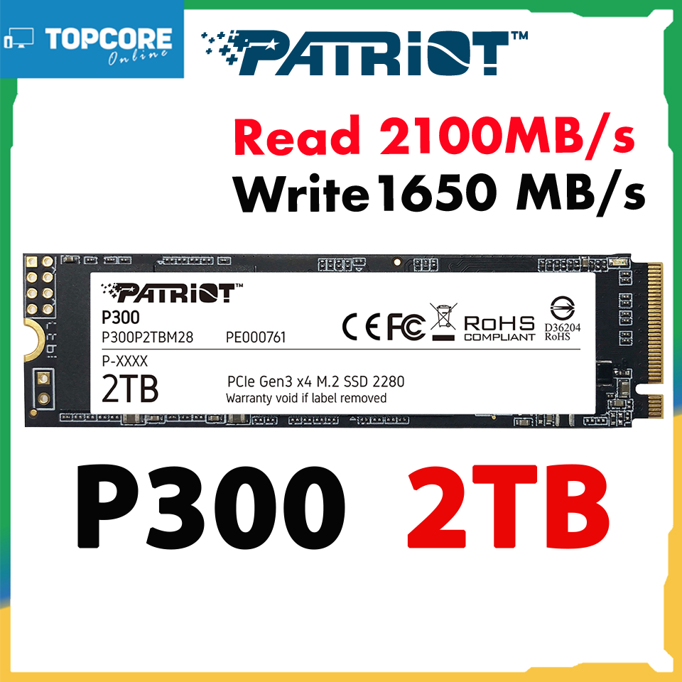 2TB SSD Patriot M.2 2280 NVMe P300 PCIe gen3 x4