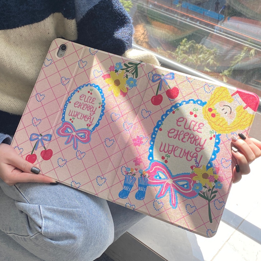 พร้อมส่ง เคสไอแพด Gen9 10.2 Air5 Air4 sweet cherry girl PRO 11 2024 Gen8 Case iPad ใส่ปากกาได Air6