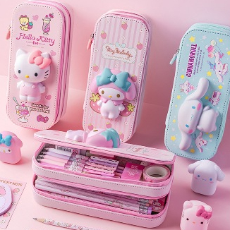 พร้อมส่ง กระเป๋าดินสอ สกุชชี่ 3D ลายการ์ตูนซานริโอ้Sanrio กล่องดินสอ ช่องเยอะ งานน่ารัก