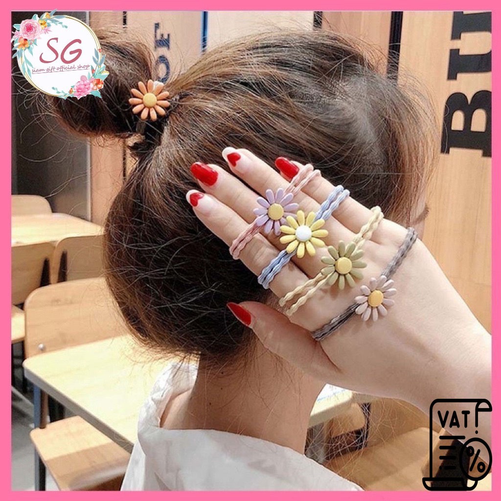 พร้อมส่ง ของอยู่ไทย หนังยางรัดผม ยางรัดผมสไตล์เกาหลี ยางรัดผมดอกเดซิ ความยืดหยุ่นสูง เครื่อประดับผม