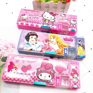 กล่องดินสอ อเนกประสงค์ ลายการ์ตูน Sanrio Hello Kitty สองด้าน สําหรับเด็กนักเรียน