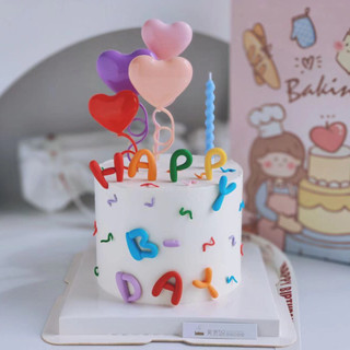 ป้าย HAPPY B-DAY พลาสติกยางอ่อน สีสดใส