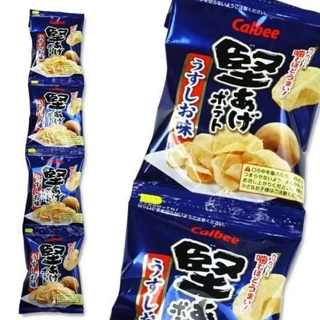 [ยกแถว 4 ซอง] Calbee Kataage Potato Chips คาลบี้ มันฝรั่งทอดกรอบ สาหร่ายทะเลและโบนิโตอูมามิ มันฝรั่ง (สีน้ำเงินแถว4)