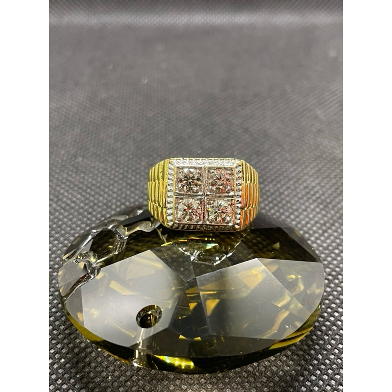 สินค้าหลุดจำนำแหวนเพชรแท้ทอง90% ประดับด้วยเพชรDi Round Brilliant Cut 0.30ct X 4p #98 VVS1 รวม1.2กะรัต แหวนไซต์61 สวยคุ้ม
