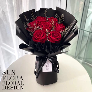 [Sunflora] ช่อดอกกุหลาบประดิษฐ์กำมะหยี่ช่อใหญ่พิเศษ !! 🌹 แซมแคสเปีย ช่อดอกไม้ วาเลนไทน์ ของขวัญปัจฉิม