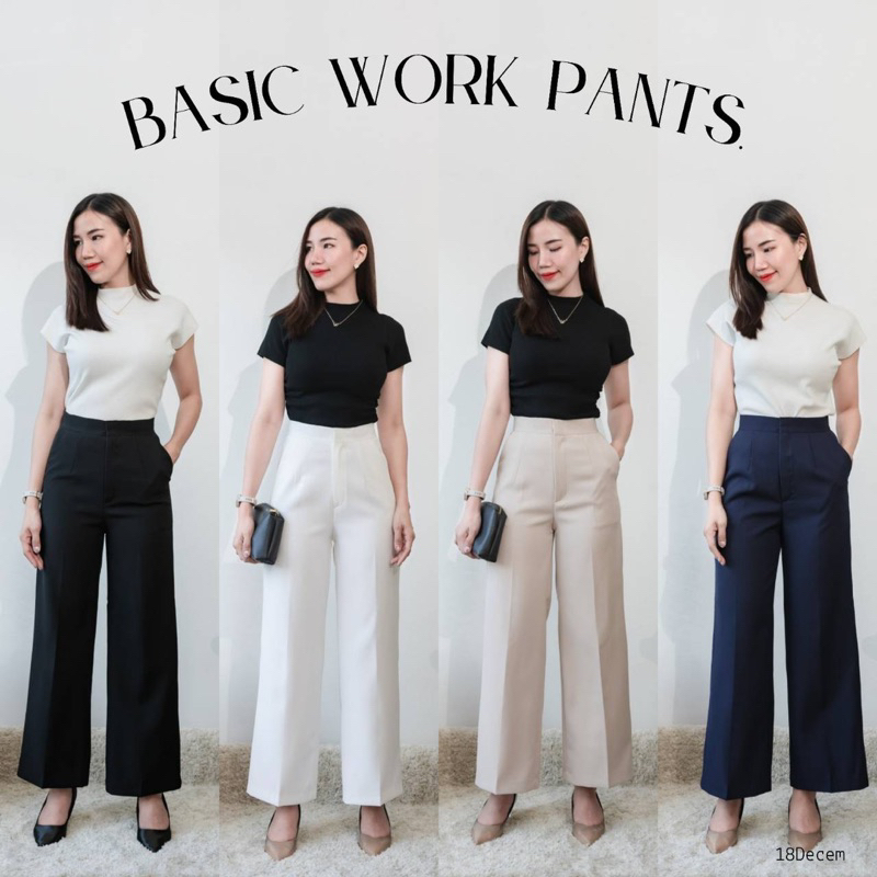 [18decem]กางเกงขากระบอกกลางหน้าเรียบ  ใส่ได้ทุกงานสวยมากก (S-XL)