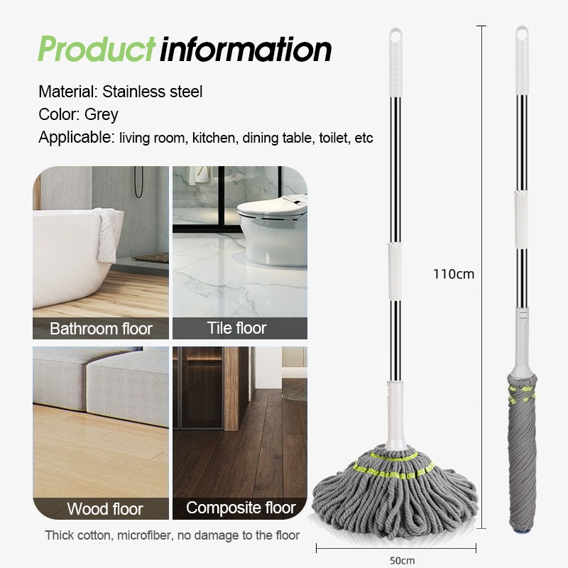 ปลีก/ส่ง ไม้ถูพื้นเเบบบิดน้ำในตัว ผ้าไมโครไฟเบอร์ รุ่นผ้าหนาพิเศษ ซับน้ำแห้ง ด้ามสแตนเลส แข็งแรง อย่างดีทนใช้งานได้ดี - รูปที่ 4