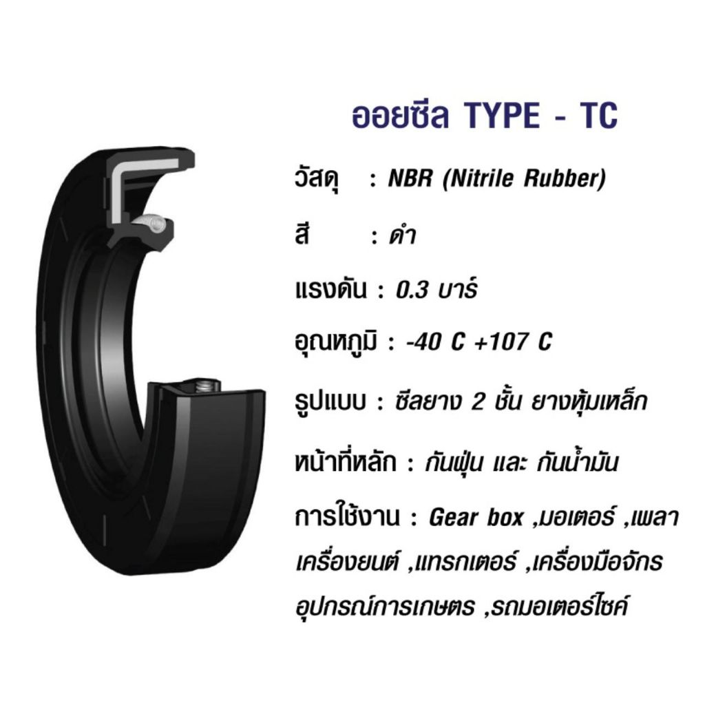 ออยซีล Oil seal TC 23*40*8/ 23*42*10/ 23*42*6/ 23*43*7/ 23*45*8/ 23*47*10/ 23*47*7/ 23*47*8/ 23*48*10/ 23*55*7 NBR เพลา - รูปที่ 2