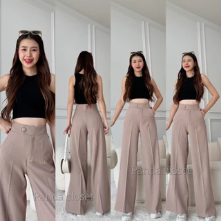 NEW COLLECTION PD13 งานใหม่ล่าสุดกางเกงขากระบอกใหญ่เอวสูงแต่งกระดุมหน้าทรงสวยมากพร้อมส่ง
